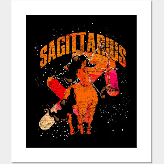 Sagittarius Grunge Zodiac Signs Wall Art by ShirtsShirtsndmoreShirts